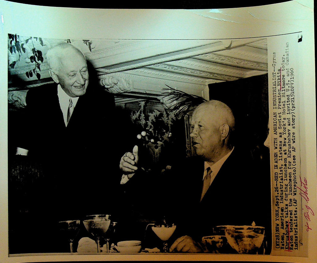 Nikita Khrushchev Wire Photo 1960 Cyrus Eaton Industrialist0
