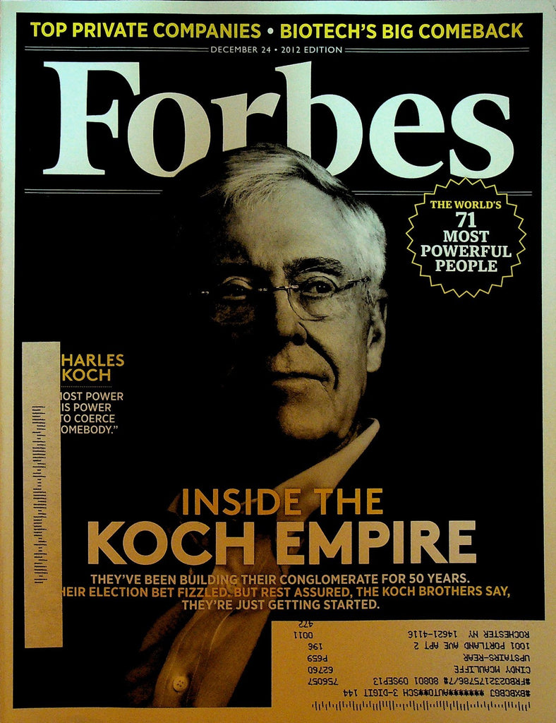 Forbes Magazine December 24 2012 Charles Koch Formula 1 Evan Lowenstein0