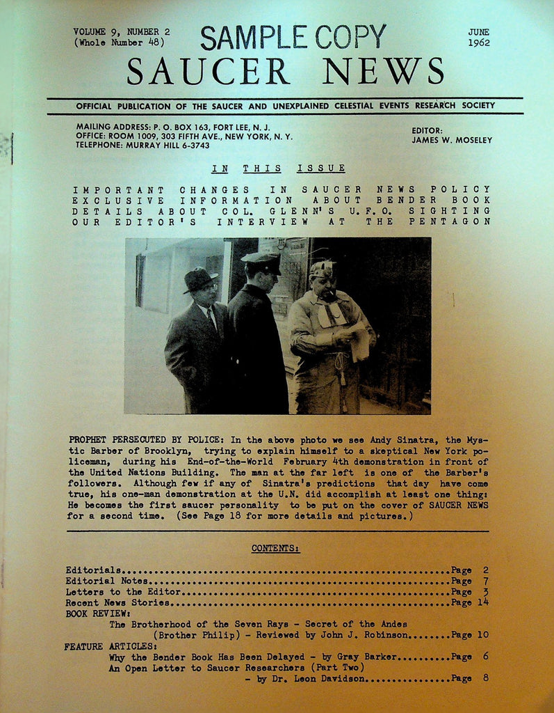 Saucer News June 1962 Saucer & Unexplained Celestial Events Research Society0