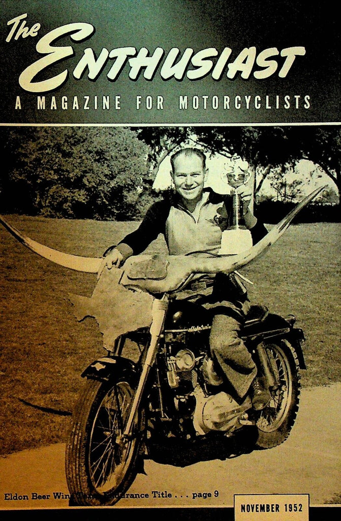 Harley Davidson Enthusiast Magazine Motorcycles November 1952 Eldon Beer