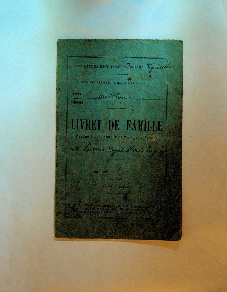 Livret de Famille 1928 French Booklet Basses-Pyrenees Lassus Pigat0