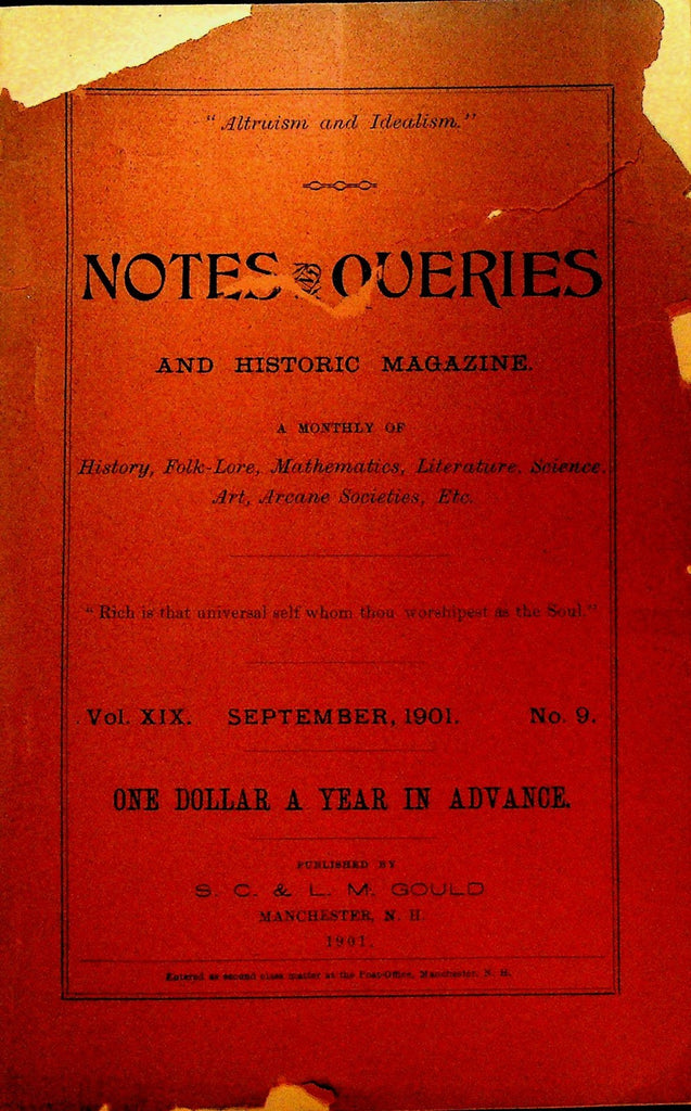 Notes Queries & Historic Magazine September 1901 Folklore Science Art0