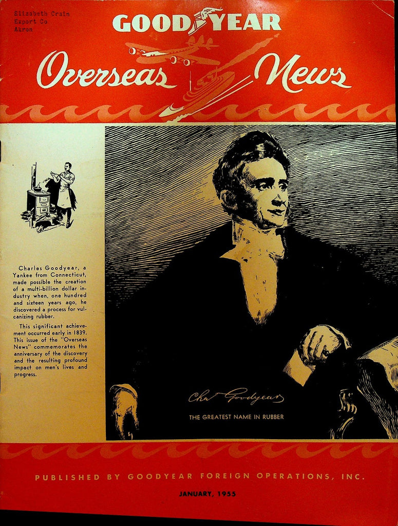 Goodyear Overseas News Magazine January 1955 Tires Charles Goodyear0