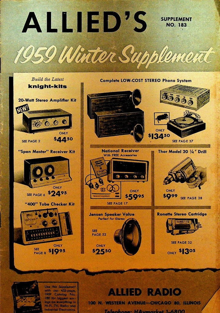 Allied Radio Catalog 1959 Winter Supplement 183 HI-Fi Stereo Speakers Receivers
