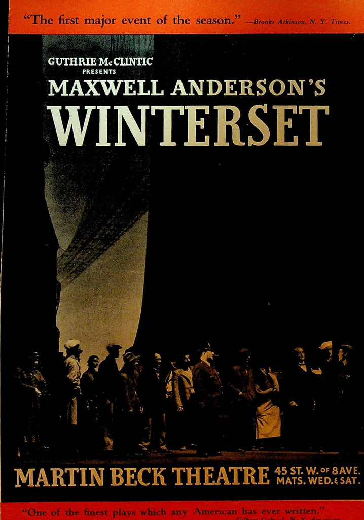 Maxwell Anderson's Winterset Brochure 1930s Martin Beck Theatre0