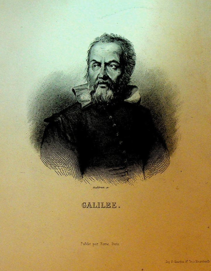 Galileo Galilei Print 1800s François-Adolphe-Bruneau Audibran Astonomy Math0