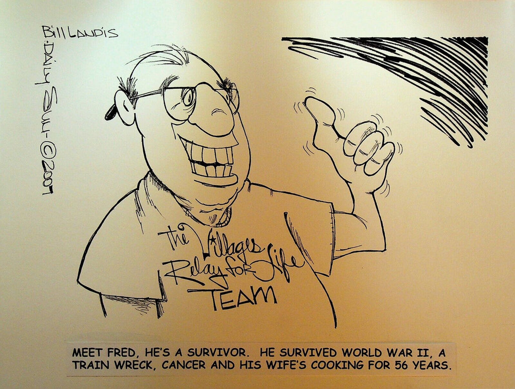 Bill Landis Original Cartoon Art The Villages Daily Sun 2007 Relay for Life