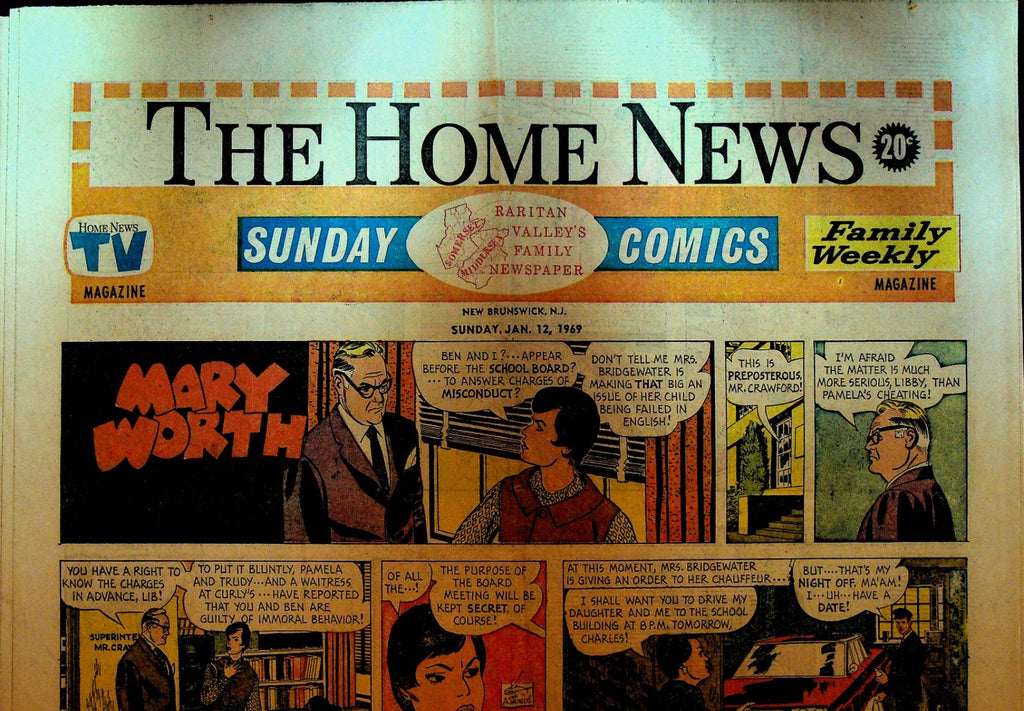 The Home News Sunday Comics New Brunswick NJ January 12 1969 Peanuts Mary Worth0
