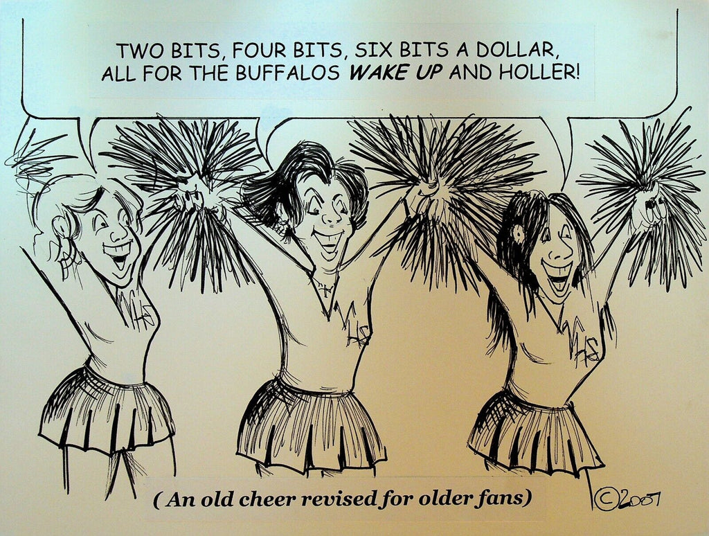 Bill Landis Original Cartoon Art The Villages Daily Sun 2007 Cheerleaders