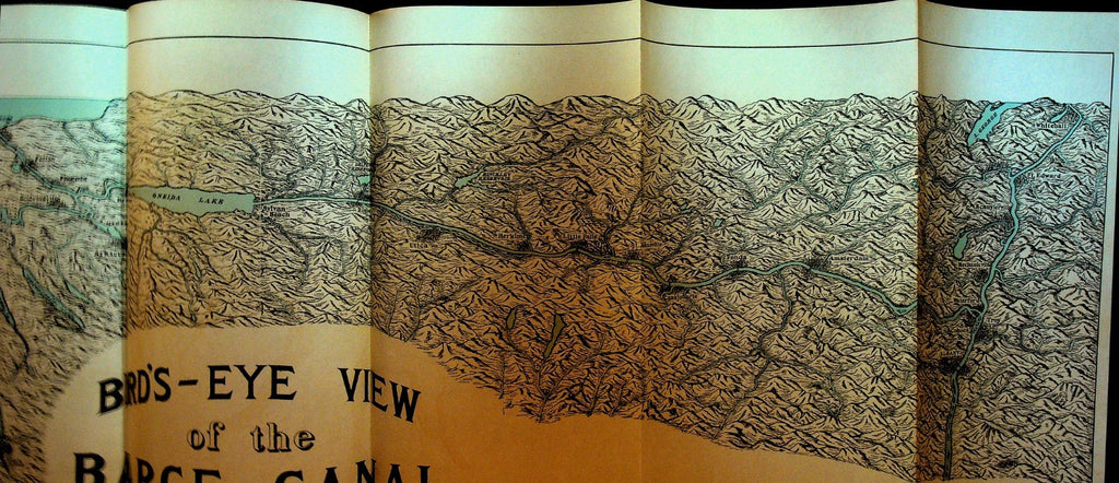 Bird's Eye View of the Barge Canal New York State Map 19150