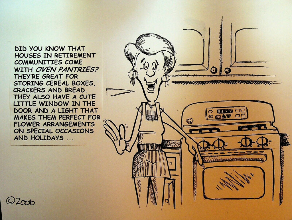 Bill Landis Original Cartoon Art The Villages Daily Sun 2006 Oven Pantry
