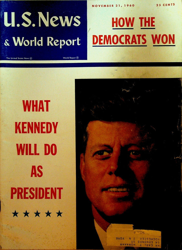 US News & World Report November 21 1960 JFK John F & Jackie Kennedy Election0
