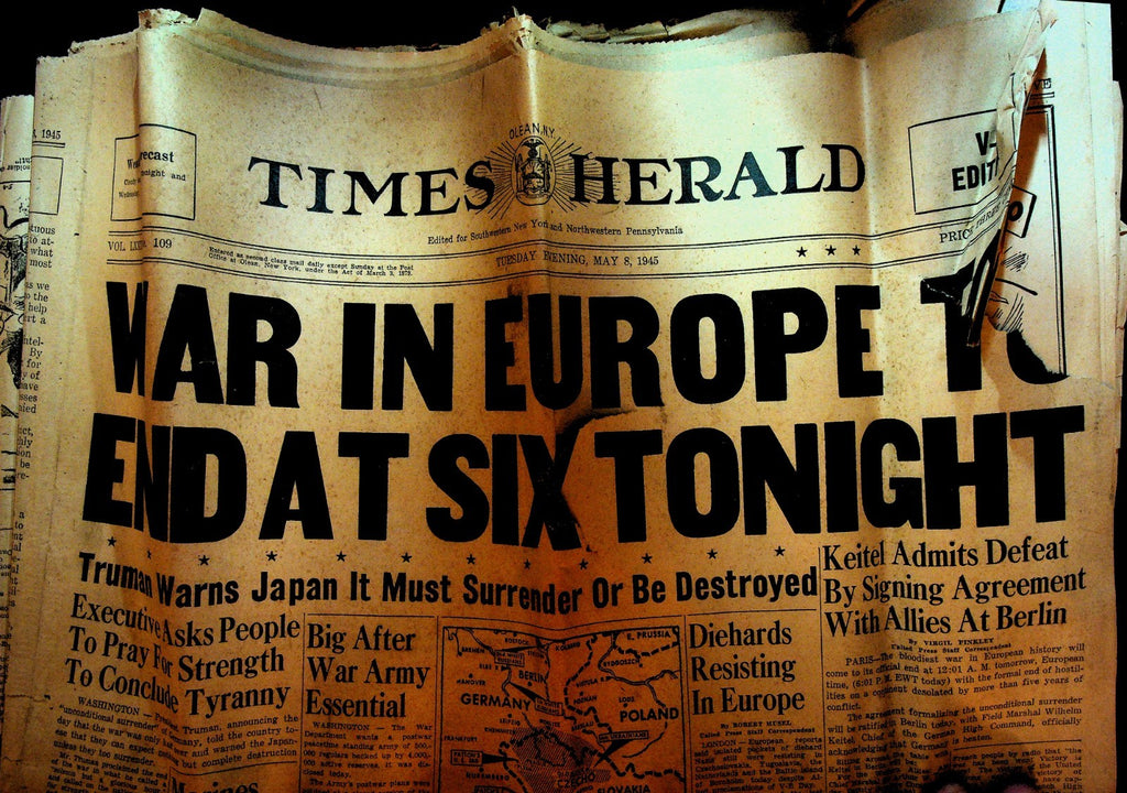 Olean NY Times Herald May 8 1945 VE Day WWII Over in Europe0