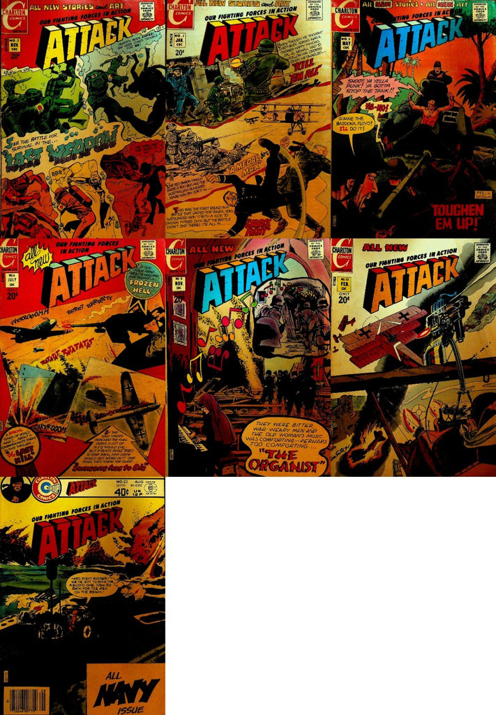 Attack Comic Lot of 7 Charlton Military 2 3 5 6 8 10 23 Bronze Age0