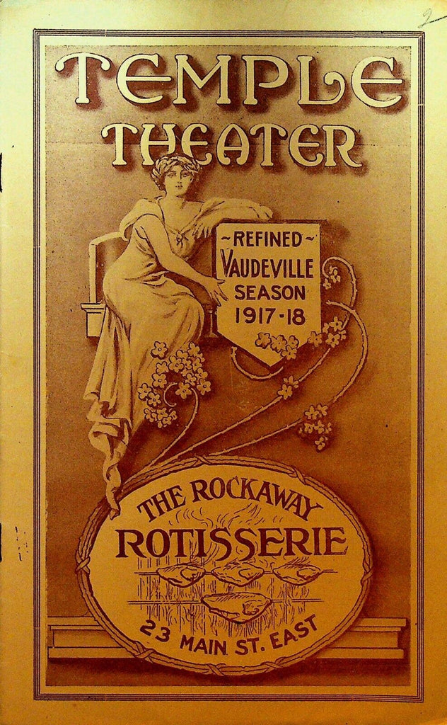 Temple Theater 1917 Vaudeville Program G Aldo Randegger Ethel Burt Tom Kennedy