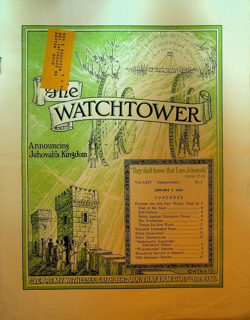 The Watchtower Magazine Jehovah's Witness January 1 1943 Fighter for New World0