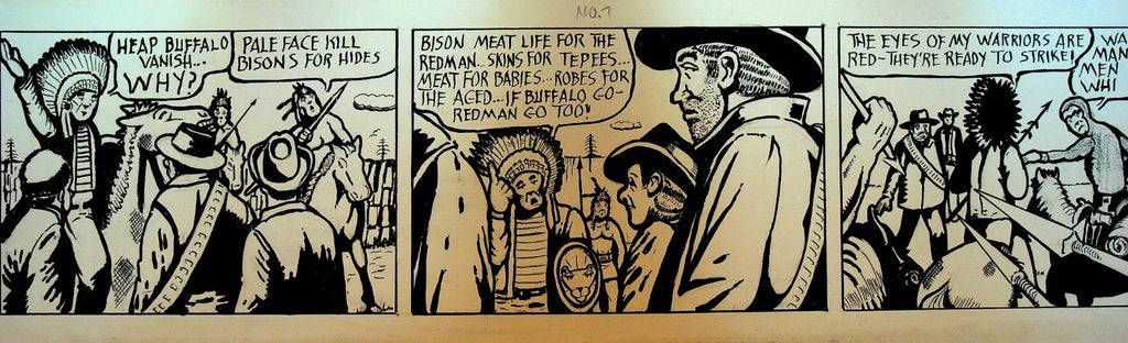 The Vanishing Bison Comic Strip Original Art John Krozel Buffalo #7 1970s0