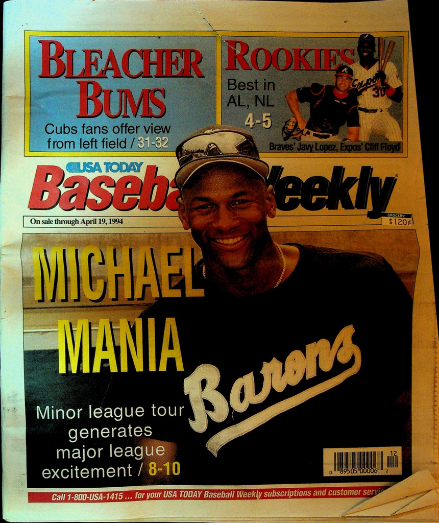 Baseball Weekly April 19 1994 Michael Jordan Cliff Floyd Javier Lopez0