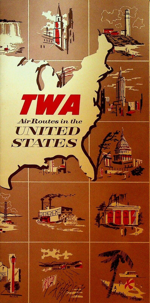 TWA Trans World Airlines Air Routes in the United States October 1957