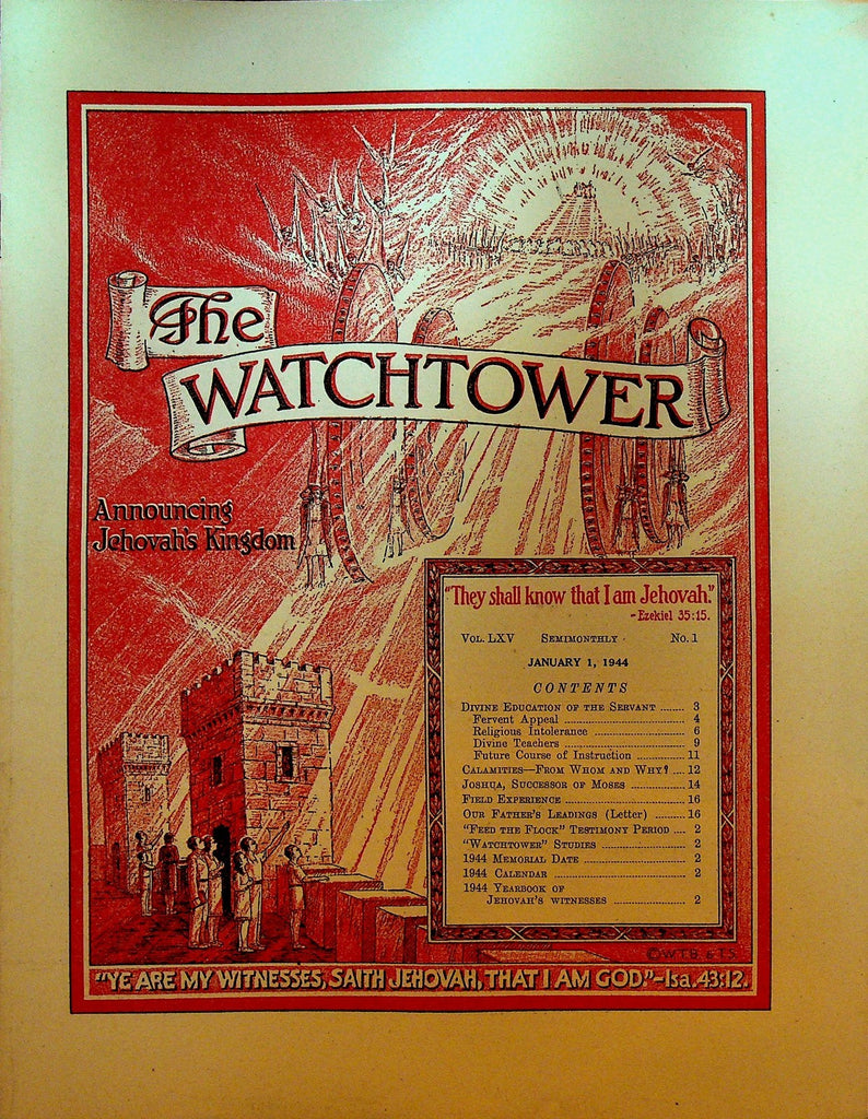 The Watchtower Magazine Jehovah's Witness January 1 1944 Divine Education0