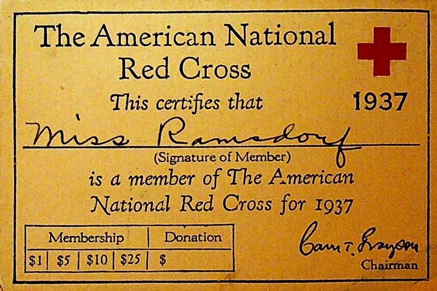 American National Red Cross 1937 Membership Card & Pocket Calendar