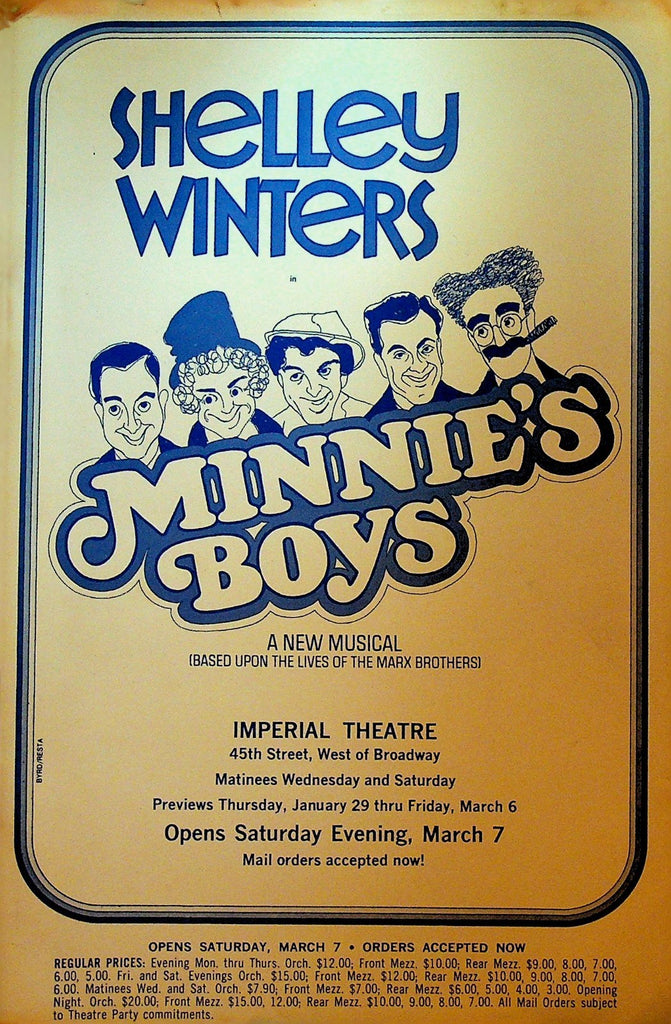 Minnie's Boys Ad Sheet Shelley Winters 1970 Marx Brothers Life in Musical0