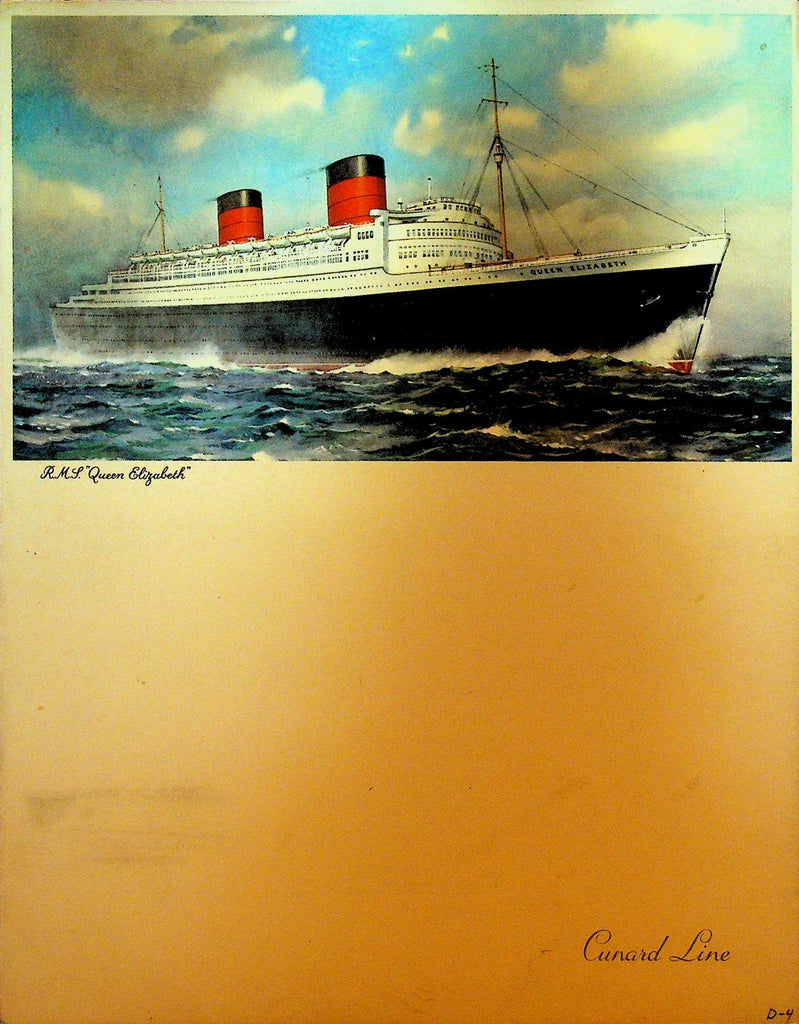RMS Queen Elizabeth Cunard Lines Gala Dinner Menu May 4 19570