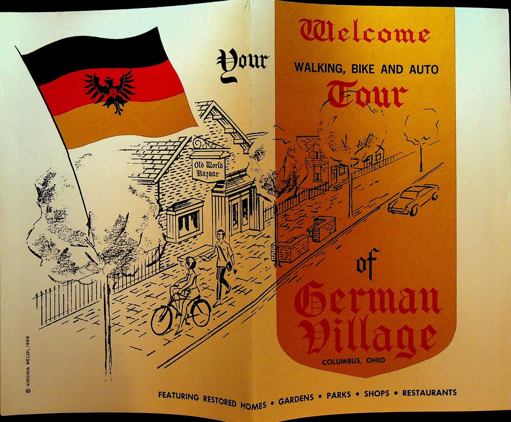 German Village Columbus Ohio Walking Bike Auto Tour Brochure 19640
