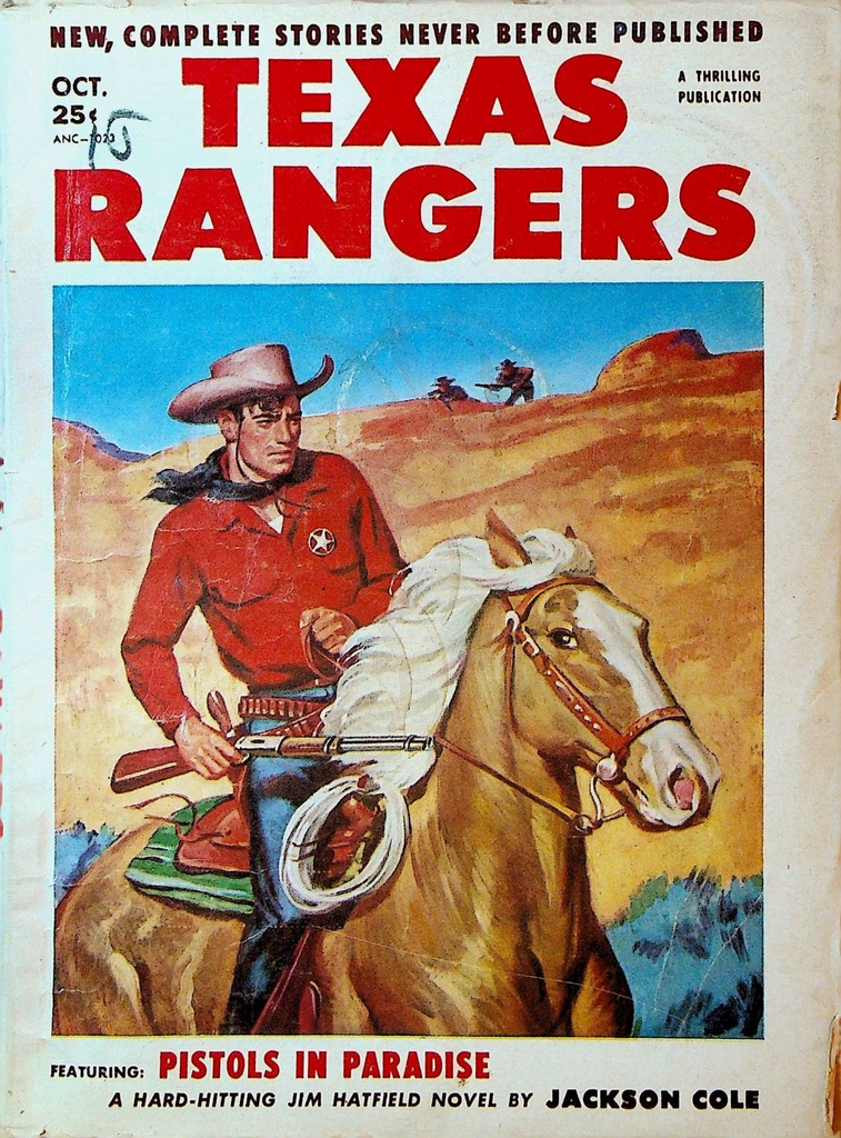 Texas Rangers Pulp October 1955 Jackson Cole Art Baker Bill Harral HA DeRosso0