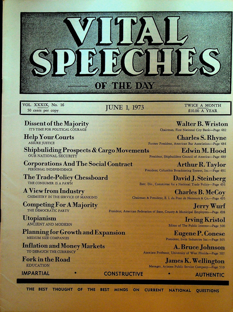 Vital Speeches of the Day June 1 1973 Irving Kristol Shipbuilding Prospects0