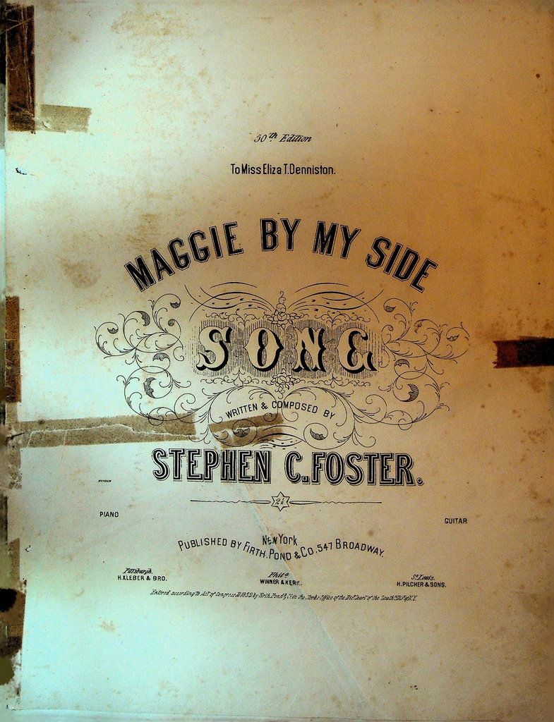 Maggie By My Side Sheet Music 1852 Stephen C Foster 50th Edition0