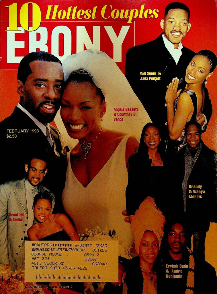 Ebony Magazine February 1998 Will Smith Jada Pinkett Violet Palmer Brandy