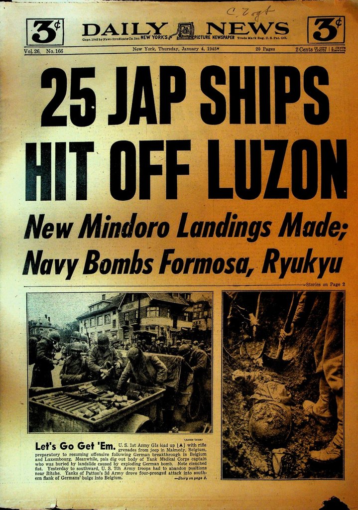 New York Daily News January 4 1945 WWII Mindoro Luzon0