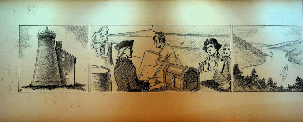 Early American Colonization Coast Original Art American History 1950s0