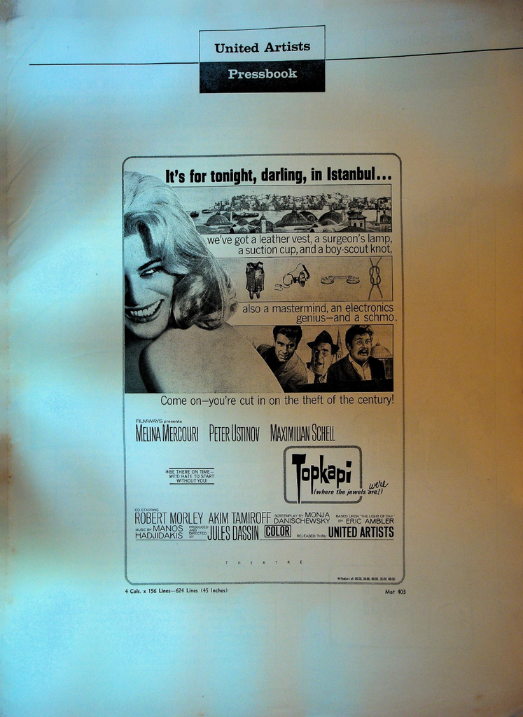 Topkapi United Artists Pressbook Melina Mercouri Peter Ustinov0