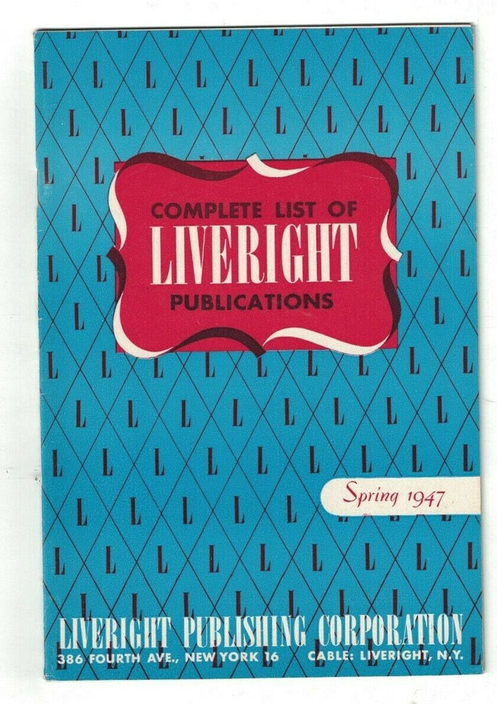 Liveright Catalog Spring 1947 Complete List of Publications Books0