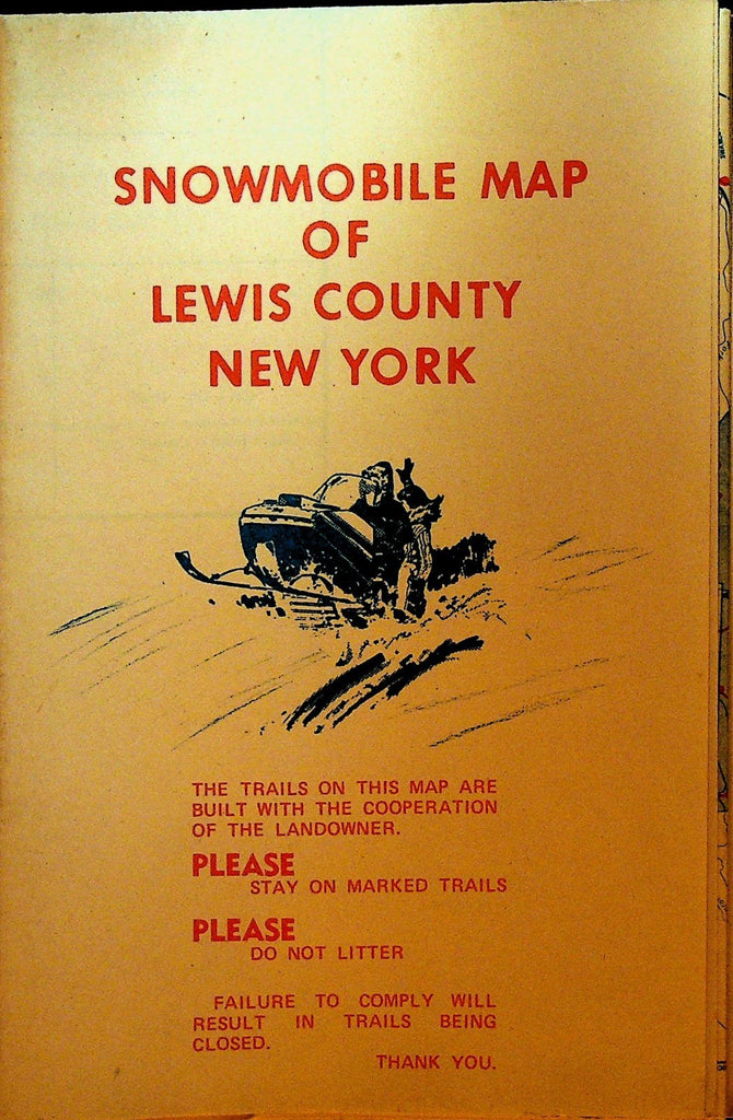Snowmobile Map of Lewis County New York 1980s0