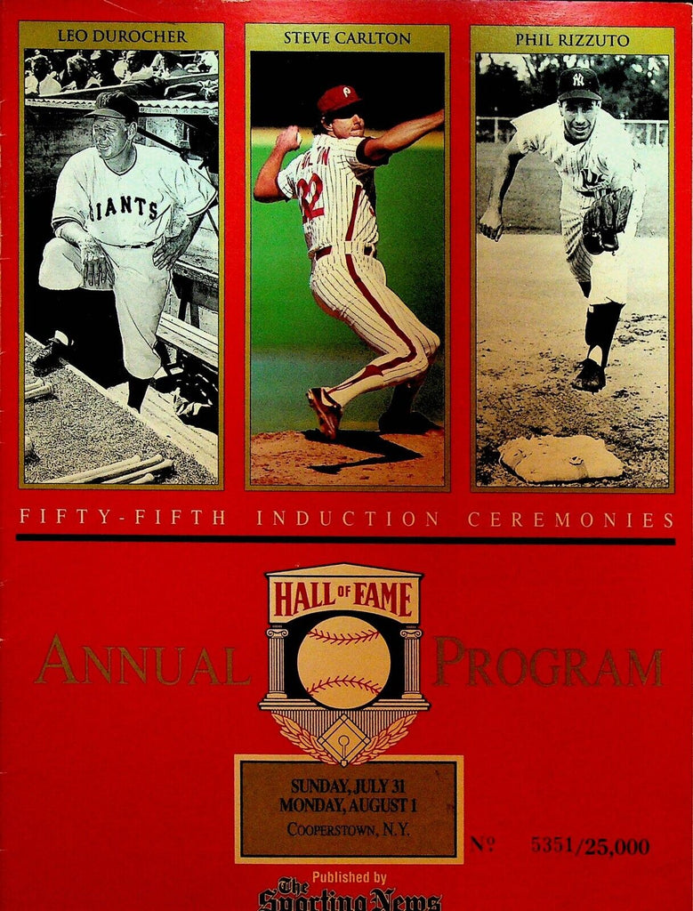 Baseball Hall of Fame Induction Program 1994 Steve Carlton Phil Rizzuto