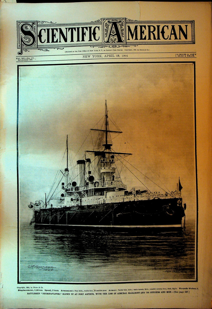 Scientific American April 23 1904 Japan Russia War Petropavlovsk Battlehship0