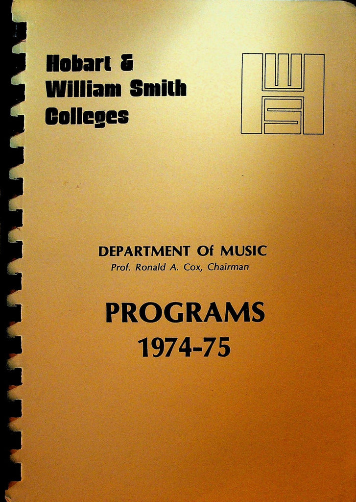 Hobart & William Smith Colleges Department of Music Programs 1974 19750
