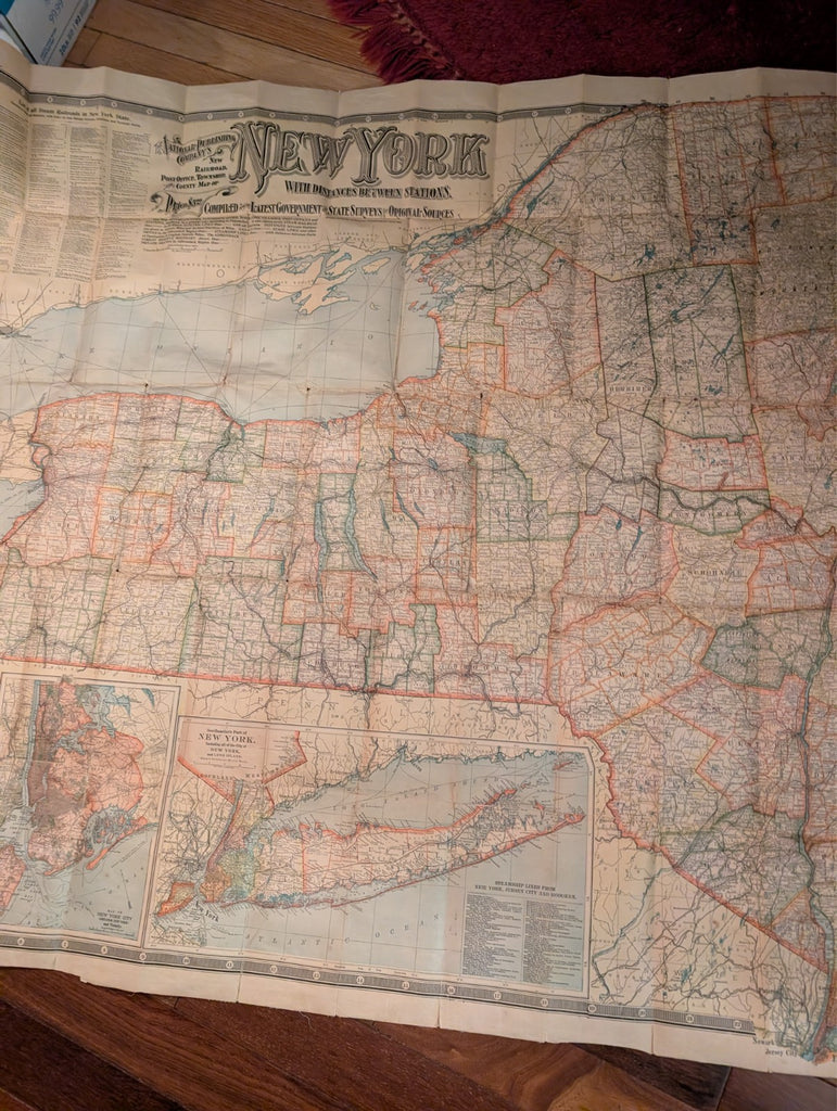 New York State 1902 Map National Publishing Co New Railroad Post Office County0