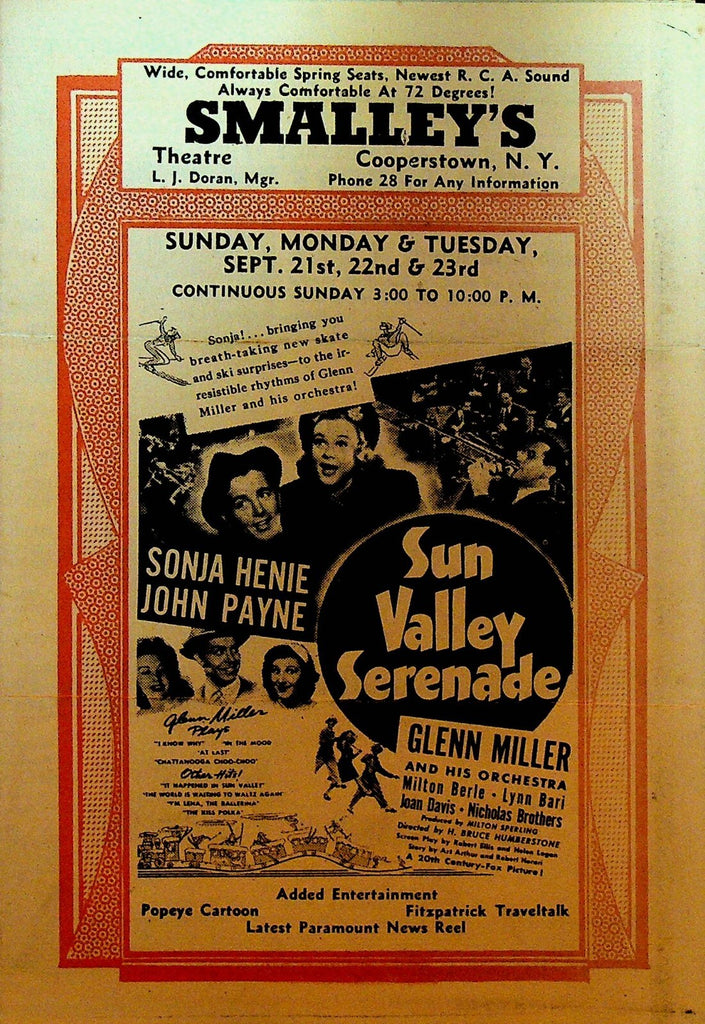 Smalley's Theatre Cooperstown NY Ad Herald September 21 1941 Abbott & Costello0