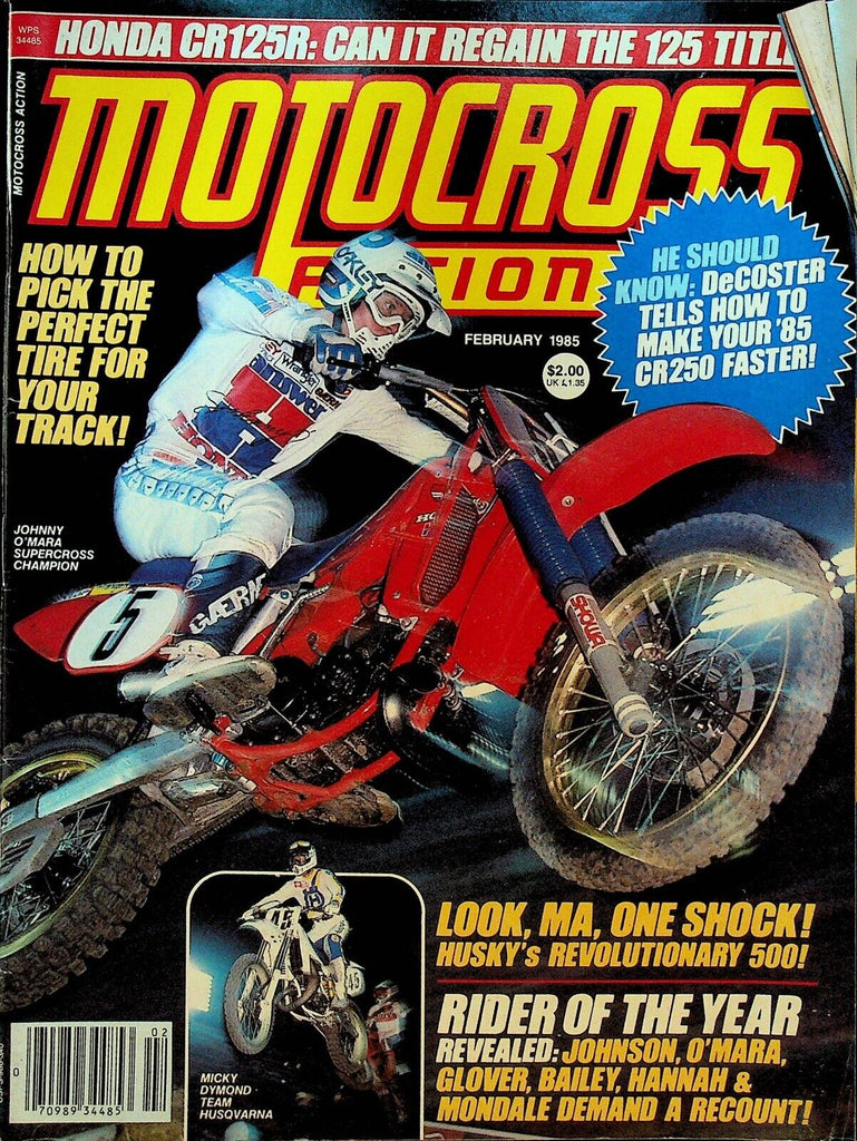 Motocross Action Magazine February 1985 Johnny O'Mara Micky Dymond Ricky Johnson