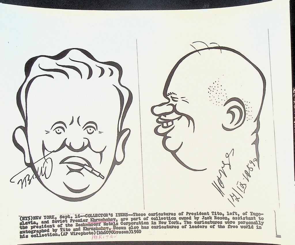 Nikita Khrushchev Wire Photo 1960 Caricature Tito Yugoslavia0