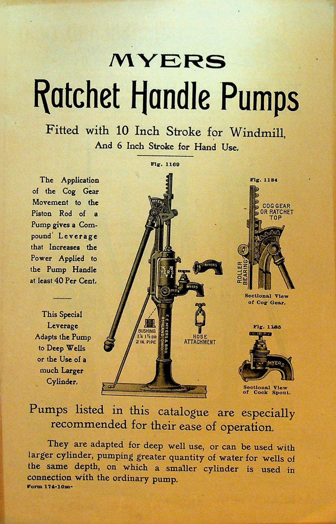 FE Myers & Bro Ratchet Handle Pumps Catalog ca 1910 Ashland Ohio0