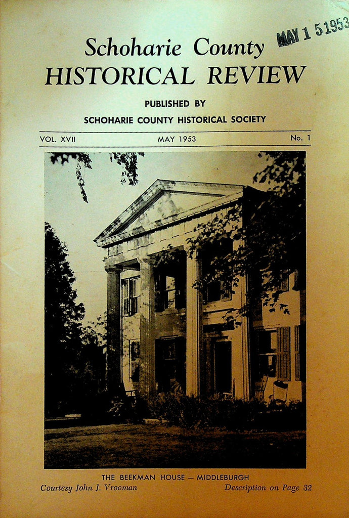 Schoharie County Historical Review NY May 1953 Beekman House Middleburgh0