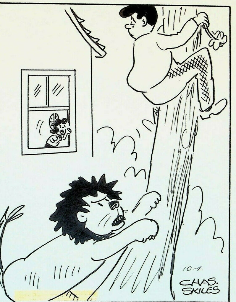 Josephine by Charles Skiles Original Art October 4 1966 Lion Chasing Up Tree0