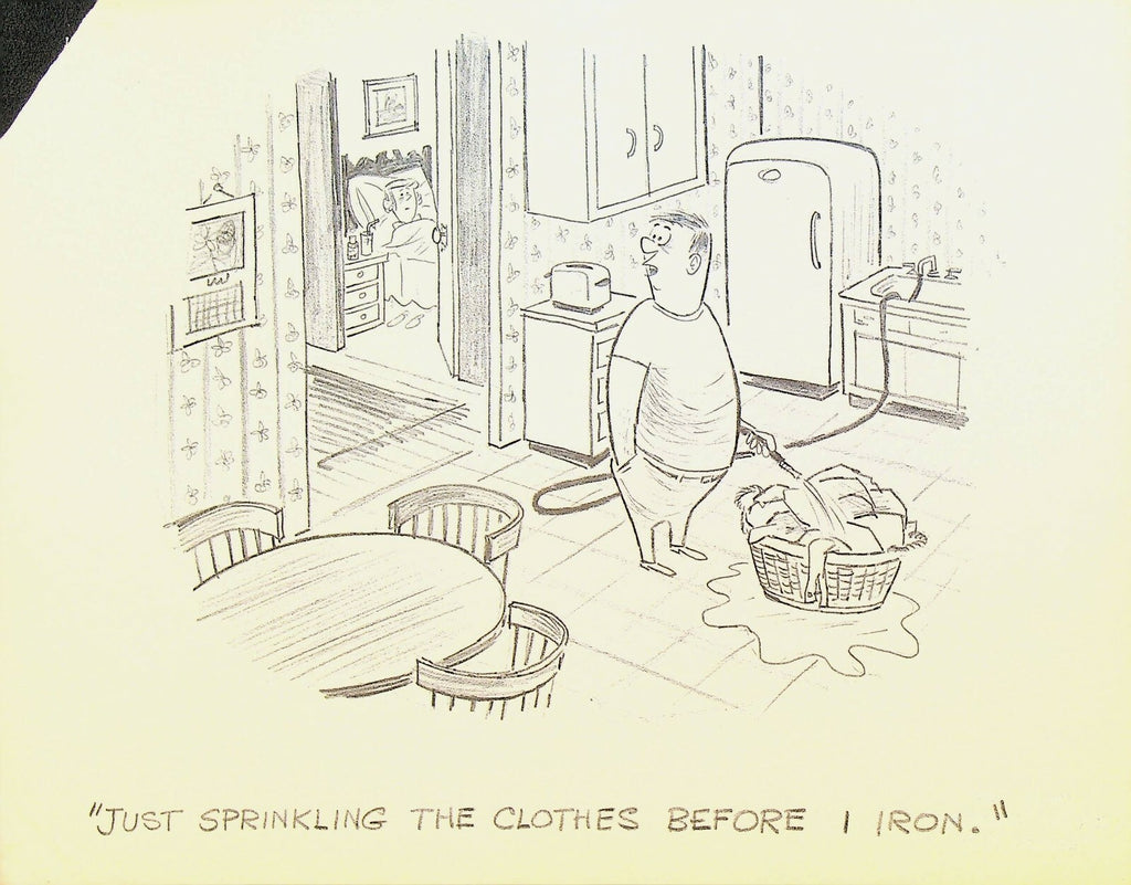 Lee DeGroot Original Art Gag Sprinkle Clothes Before Iron Garden Hose0