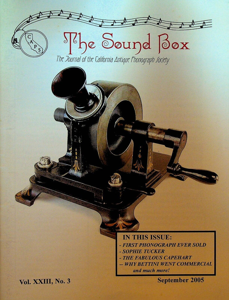 The Sound Box Magazine September 2005 Sophie Tucker Thomas Edison