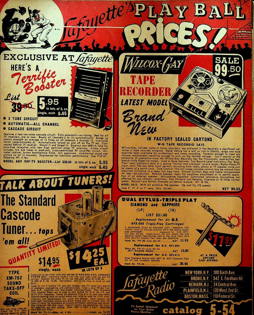 Lafayette Catalog 5-54 1954 Tape Recorder Tuner Record Players0